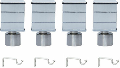 ZAPEX Silver Curtain Knobs, Rod Rail Bracket Metal(Pack of 4)