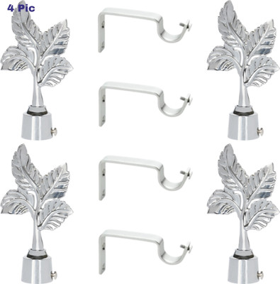 ZAPEX Silver Curtain Knobs, Rod Rail Bracket Metal(Pack of 4)