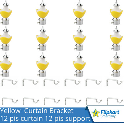 Flipkart SmartBuy Yellow Curtain Knobs, Rod Rail Bracket Metal(Pack of 12)