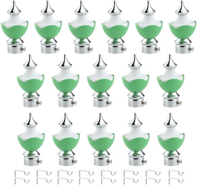 RKOING Green Rod Rail Bracket, Curtain Knobs Metal(Pack of 16)
