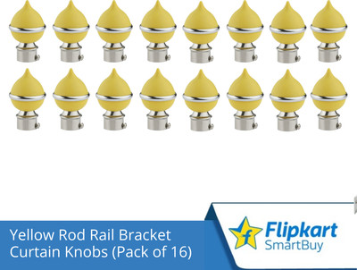 Flipkart SmartBuy Yellow Curtain Knobs, Rod Rail Bracket Metal(Pack of 16)