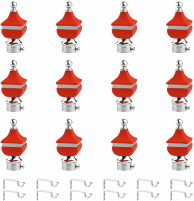 RKOING Red Rod Rail Bracket, Curtain Knobs Metal(Pack of 24)