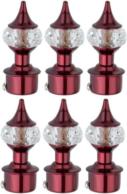 Dorami Maroon Curtain Knobs, Rod Rail Bracket Metal(Pack of 6)