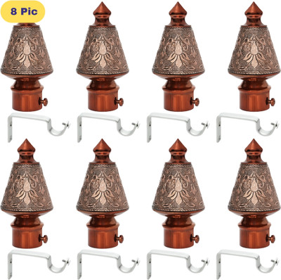 ZAPEX Brown Curtain Knobs, Rod Rail Bracket Metal(Pack of 8)