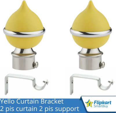 Flipkart SmartBuy Yellow Curtain Knobs, Rod Rail Bracket Metal(Pack of 2)