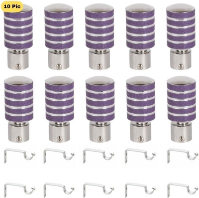 ZAPEX Silver, Purple Rod Rail Bracket, Curtain Knobs Metal