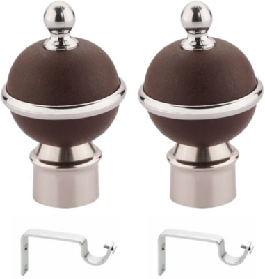 ZAPEX Brown Rod Rail Bracket, Curtain Knobs Metal(Pack of 2)