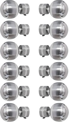 Ghar Sajaawat Silver Curtain Knobs, Rod Rail Bracket Metal(Pack of 12)