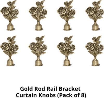 RKOING Gold Curtain Knobs, Rod Rail Bracket Metal(Pack of 8)
