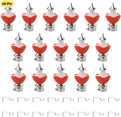 ZAPEX Red Rod Rail Bracket, Curtain Knobs Metal(Pack of 16)