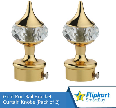Flipkart SmartBuy Gold Curtain Knobs, Rod Rail Bracket Metal(Pack of 2)