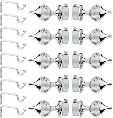 Easyhome Silver Rod Rail Bracket, Curtain Knobs Metal(Pack of 20)