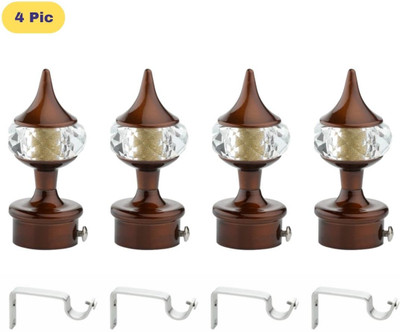 ZAPEX Brown Rod Rail Bracket, Curtain Knobs Metal(Pack of 8)