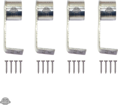 Sun Shield Silver Rod Rail Bracket Metal(Pack of 4)