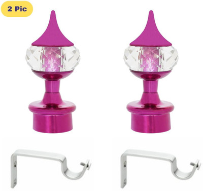 ZAPEX Pink Curtain Knobs, Rod Rail Bracket Metal(Pack of 2)
