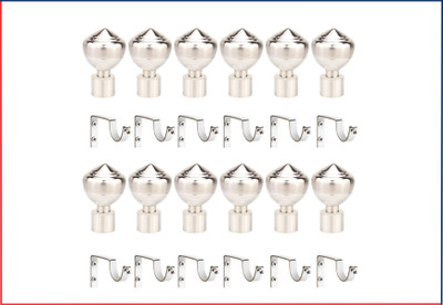 ZELOXA Silver Curtain Knobs, Rod Rail Bracket, Curtain Hooks, Curtain Rings, Tieback Hook Metal(Pack of 24)