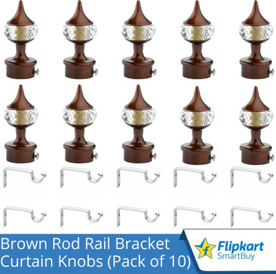 Flipkart SmartBuy Brown Curtain Knobs, Rod Rail Bracket Metal(Pack of 10)