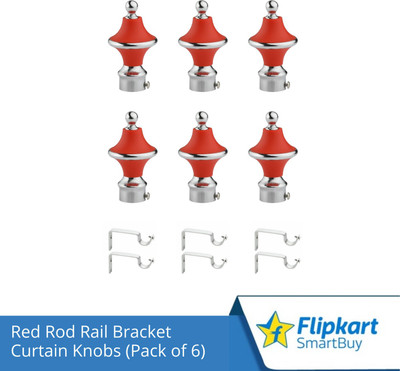 Flipkart SmartBuy Red Curtain Knobs, Rod Rail Bracket Metal(Pack of 6)