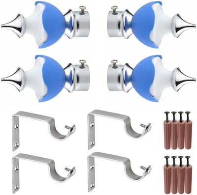 GRIVAN Blue Rod Rail Bracket, Curtain Knobs, Curtain Hooks Metal(Pack of 4)