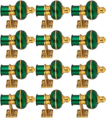Ghazian Green, Gold Curtain Knobs, Rod Rail Bracket Metal(Pack of 12)