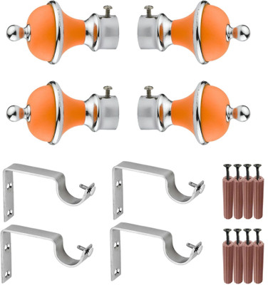 GRIVAN Orange Rod Rail Bracket, Curtain Knobs, Curtain Hooks Metal(Pack of 4)