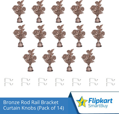 Flipkart SmartBuy Brown Curtain Knobs, Rod Rail Bracket Metal