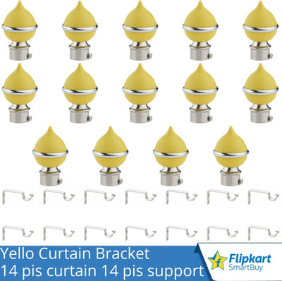 Flipkart SmartBuy Yellow Curtain Knobs, Rod Rail Bracket Metal(Pack of 14)