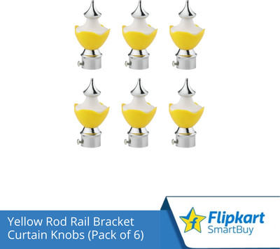 Flipkart SmartBuy Yellow Curtain Knobs, Rod Rail Bracket Metal(Pack of 6)