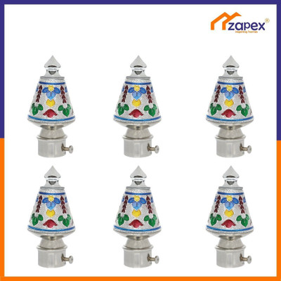 ZAPEX Silver Curtain Knobs, Rod Rail Bracket Metal(Pack of 6)