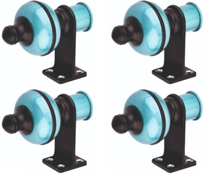 Harigario Blue, Black Curtain Hooks, Rod Rail Bracket, Curtain Knobs Metal(Pack of 4)