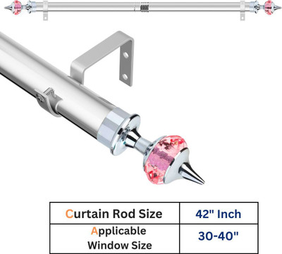 GLOXY Silver, Pink Curtain Knobs, Curtain Rods, Rod Rail Bracket Metal(Pack of 1)