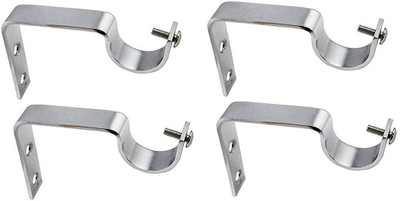 LEEZEN Architectural Hardware Silver Rod Rail Bracket, Curtain Hooks, Tieback Hook, Curtain Rods Metal(Pack of 4)