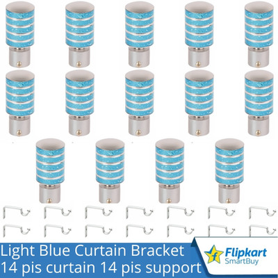 Flipkart SmartBuy Blue Curtain Knobs, Rod Rail Bracket Metal(Pack of 14)