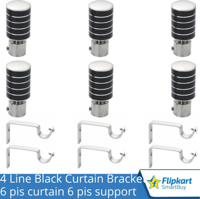 Flipkart SmartBuy Black Curtain Knobs, Rod Rail Bracket Metal(Pack of 6)