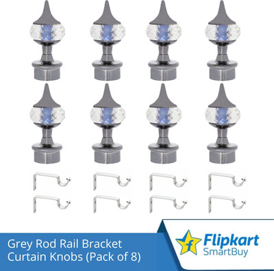 Flipkart SmartBuy Grey Curtain Knobs, Rod Rail Bracket Metal(Pack of 8)
