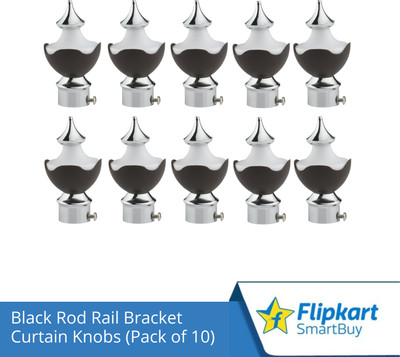 Flipkart SmartBuy Black Curtain Knobs, Rod Rail Bracket Metal(Pack of 10)