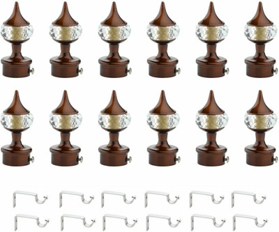 Inkart Brown Curtain Knobs, Rod Rail Bracket Metal(Pack of 24)