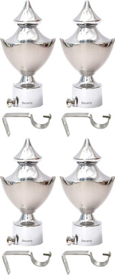 VJD Store White Rod Rail Bracket, Curtain Knobs, Curtain Hooks Metal(Pack of 4)