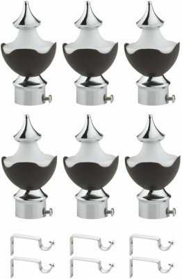 krina Silver, Black Rod Rail Bracket, Curtain Knobs Metal(Pack of 12)