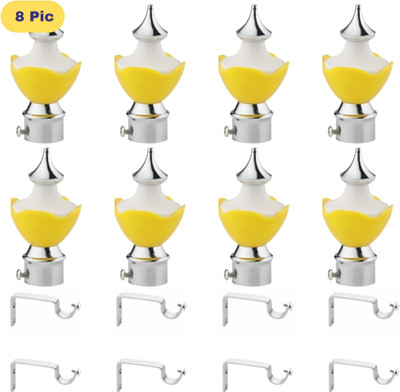 ZAPEX Yellow Rod Rail Bracket, Curtain Knobs Metal(Pack of 16)