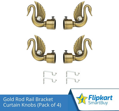Flipkart SmartBuy Gold Curtain Knobs, Rod Rail Bracket Metal(Pack of 4)