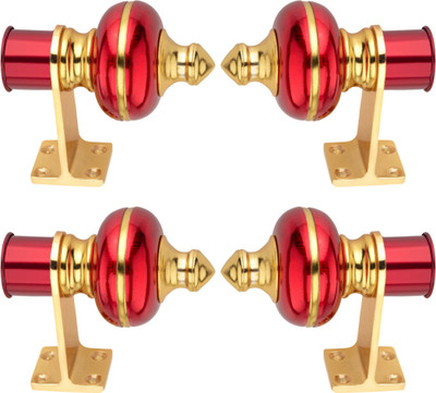 HOZIL Red Rod Rail Bracket, Curtain Hooks, Curtain Knobs Metal(Pack of 4)
