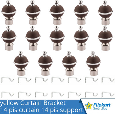 Flipkart SmartBuy Brown Curtain Knobs, Rod Rail Bracket Metal