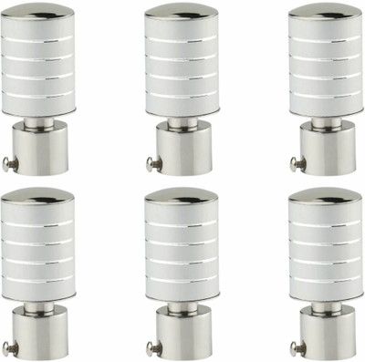 RKOING Silver Curtain Knobs, Rod Rail Bracket Metal(Pack of 6)