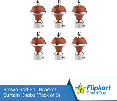 Flipkart SmartBuy Brown Curtain Knobs, Rod Rail Bracket Metal(Pack of 6)