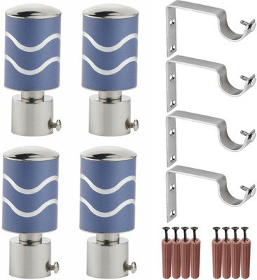 GRIVAN Blue Rod Rail Bracket, Curtain Hooks, Curtain Knobs Metal(Pack of 4)