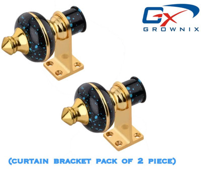 GROWNIX Multicolor, Gold Curtain Hooks, Curtain Knobs, Rod Rail Bracket Metal