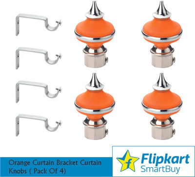 Flipkart SmartBuy Orange, Silver Rod Rail Bracket, Curtain Hooks, Curtain Knobs Metal(Pack of 4)