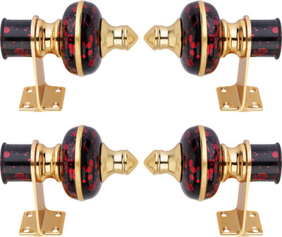 HOZIL Red, Black Rod Rail Bracket, Curtain Hooks, Curtain Knobs Metal(Pack of 4)