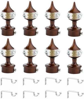 METZO Brown Rod Rail Bracket, Curtain Knobs Metal(Pack of 8)